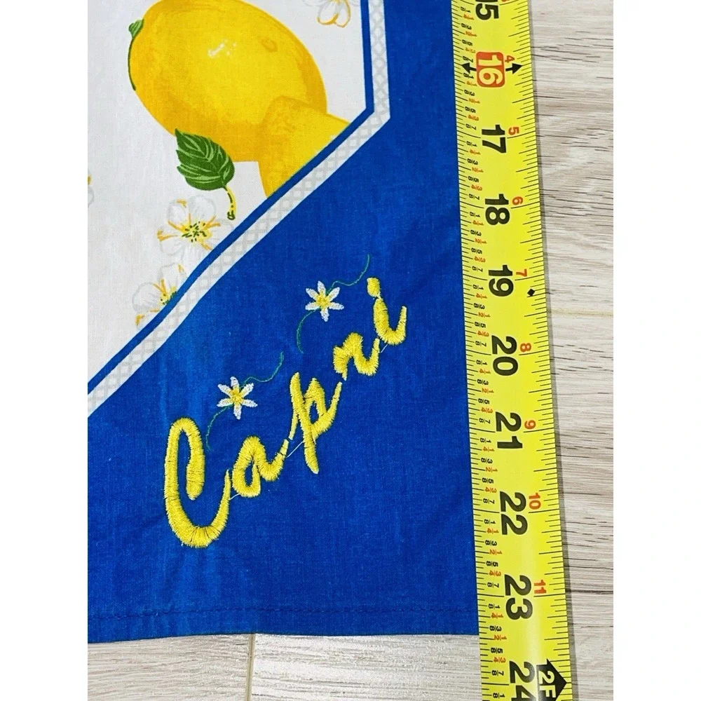 Vintage L.&G. Made in Italy Capri Embroidered Lemon Tea Towel Linen Hand Cloth
